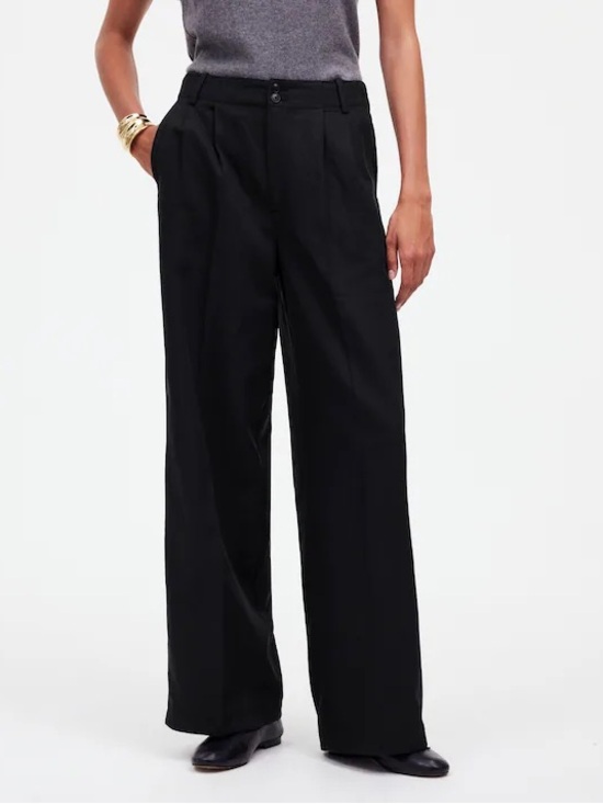 Madewell Pants - Madewell The Harlow Wide-Leg Pant in Drapey Twill Black 4